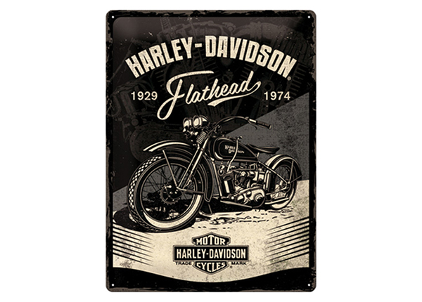 Retro metallitaulu Harley-Davidson - Flathead Black 30x40 cm