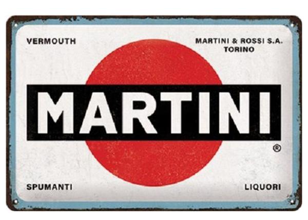 Retro metallitaulu Martini - Logo white 20x30 cm