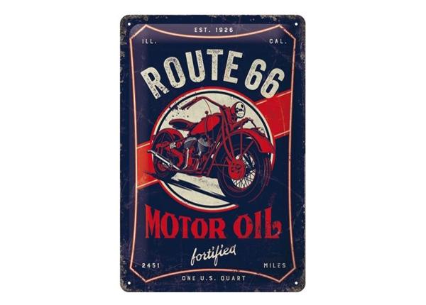 Retro metallitaulu Route 66 Motor Oil 20x30 cm