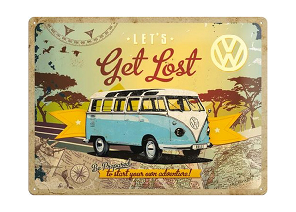 Retro metallitaulu VW Let's get lost 30x40 cm