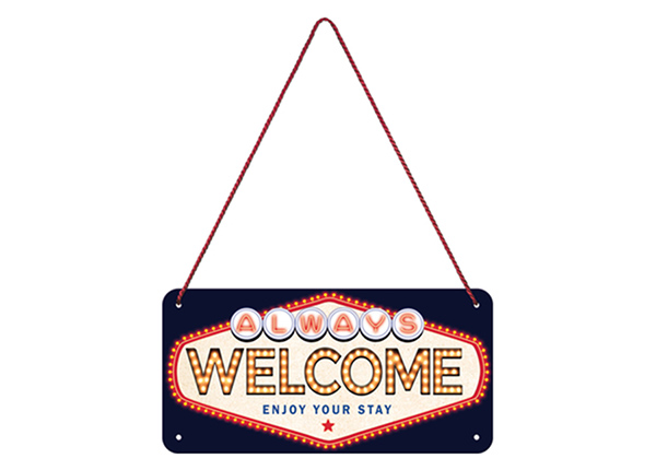 Retro metallitaulu Welcome 10x20 cm