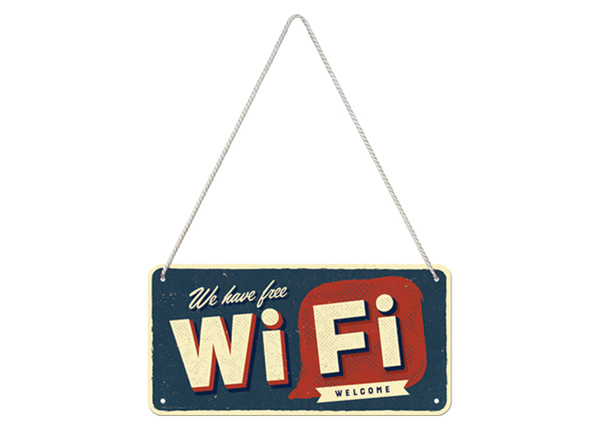 Retro metallposter Free Wi-Fi 10x20 cm