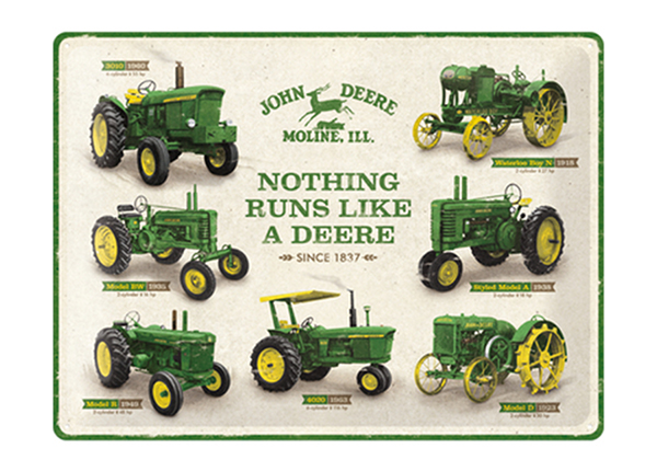 Retro metallposter John Deere - Nothing runs like a deere 30x40 cm