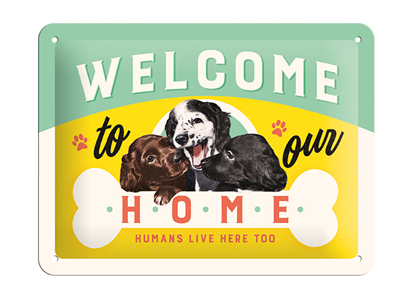 Retro metallposter Welcome to our home... 15x20 cm