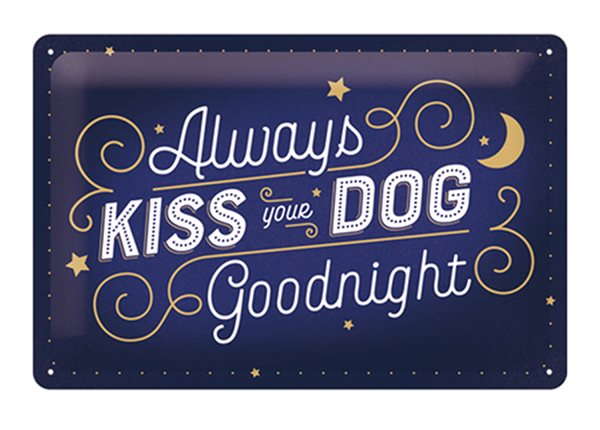 Retrometallitaulu Always kiss your dog goodnight 20x30 cm