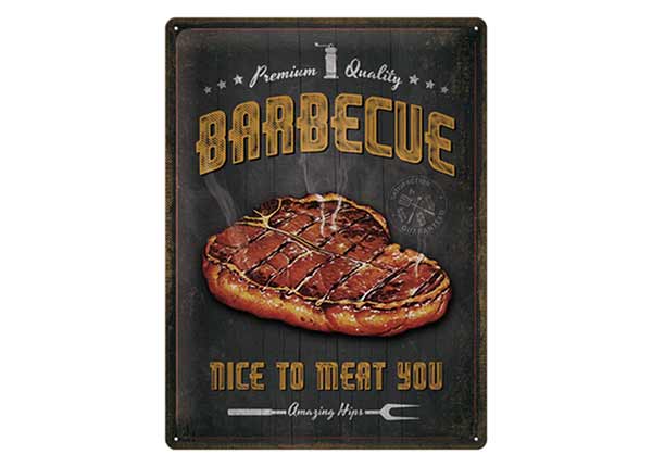 Retrotyylinen metallitaulu Barbecue Nice To Meat You 30x40 cm