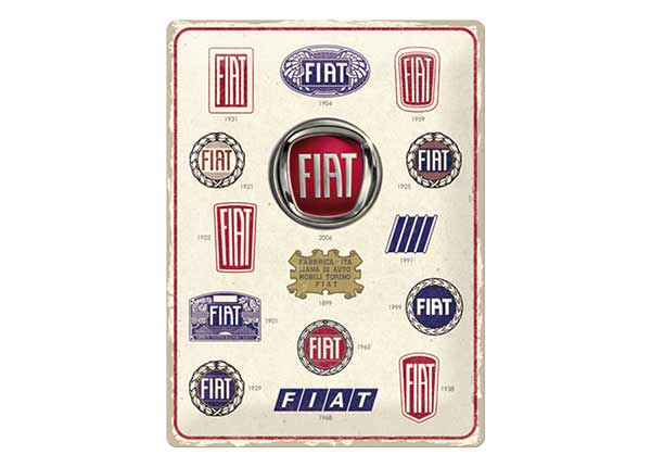 Retrotyylinen metallitaulu Fiat - Logo Evolution 30x40 cm