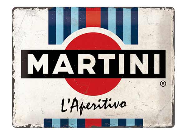 Retrotyylinen metallitaulu Martini - L´Aperitivo Racing Stripes 30x40 cm