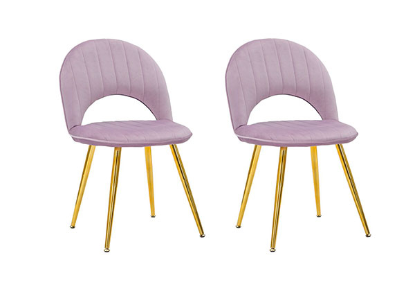 Ruokapöydän tuolit Glam (2 kpl), vaaleanpunainen/ kullanvärinen