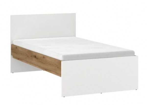 Sänky Ricko 90x200 cm, valkoinen/tammi