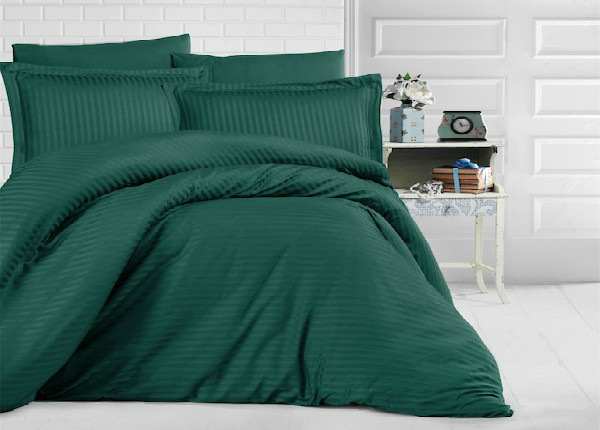 Satiinist voodipesukomplekt Uni Green 200x220 cm