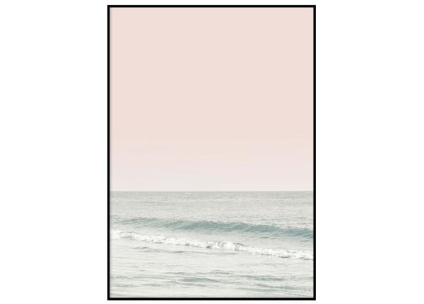 Seinäjuliste Meri vaaleanpunaisessa auringonlaskussa