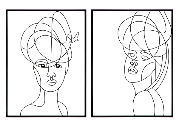 Seinäkoristeet Woman 2 kpl 60x80 cm