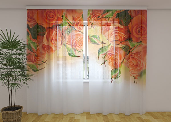 Sifonki-kuvaverho ORANGE ROSES 240x220 cm