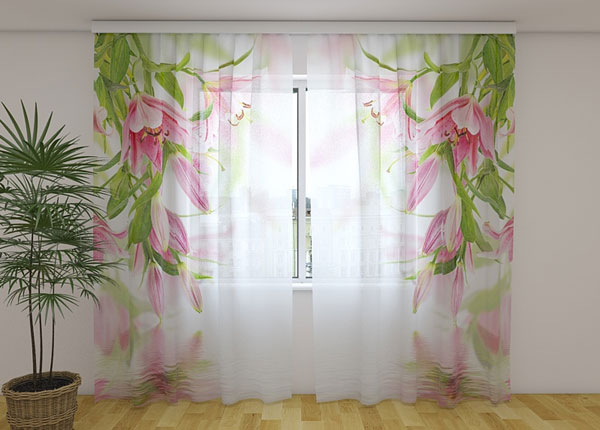 Šifoon-fotokardin Pink lilies 240x220 cm