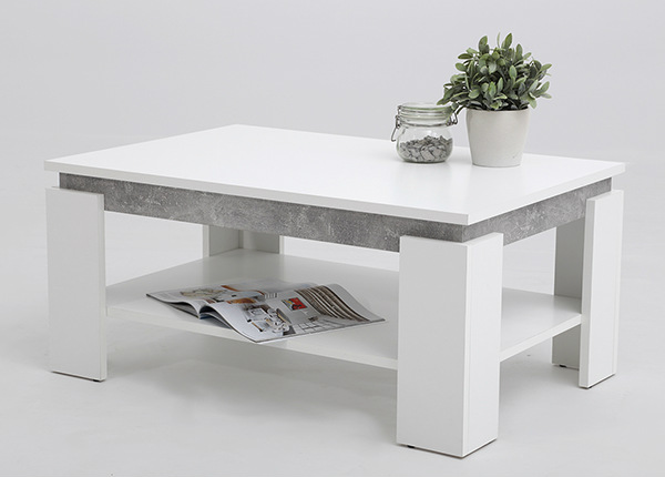 Sohvapöytä Tim II 90x60 cm, valkoinen/ betoni