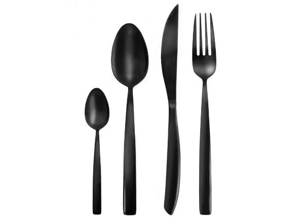 Söögiriistade komplekt, must, 24 osa