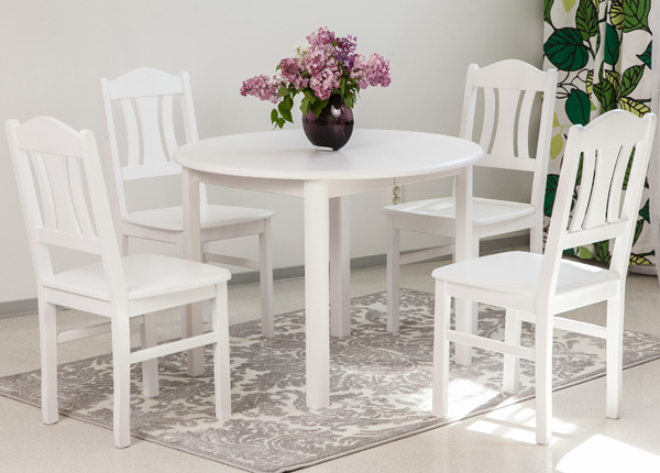 Söögitoakomplekt 100x100-139 cm + toolid Per 4tk, valge