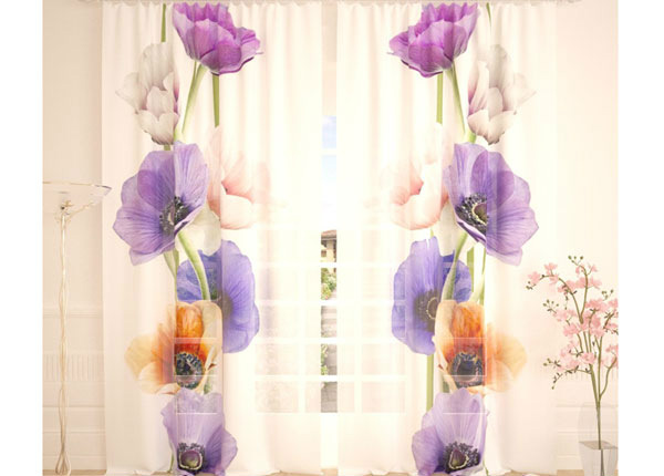 Tüllkardin Colourful Flowers 400x260 cm