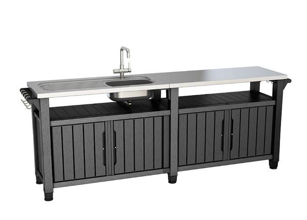 Ulkokeittiö pesualttaalla Keter Unity Chef 51x237 cm, grafiit