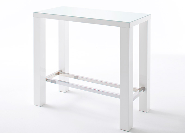 Valkoinen baaripöytä Jam 120 cm, lasipinta