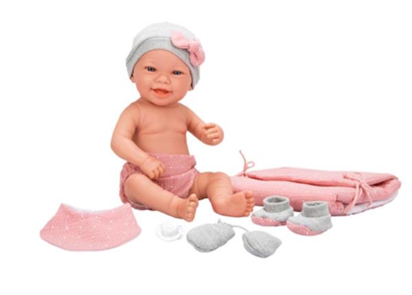 Vauvanukke Arias Salma vaaleanpunaisella hoitoalustalla, 42 cm