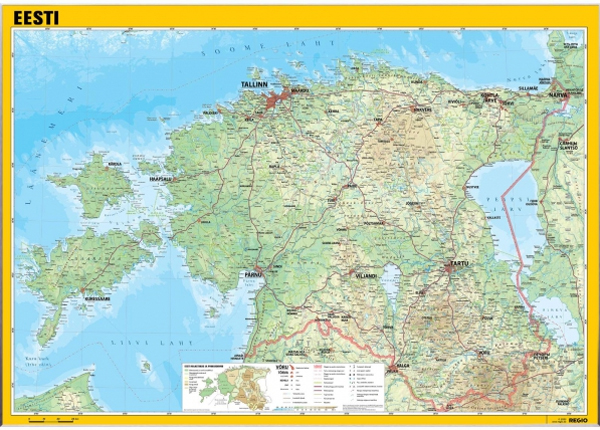 Viron yleinen maantieteellinen seinäkartta 163 x 115 cm
