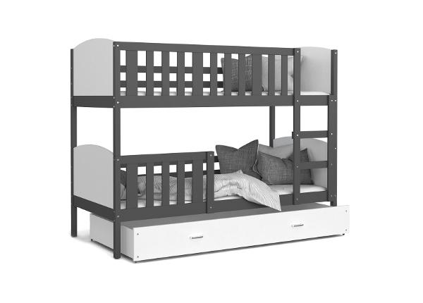 Двухъярусная кровать 90x200 cm, серый/белый