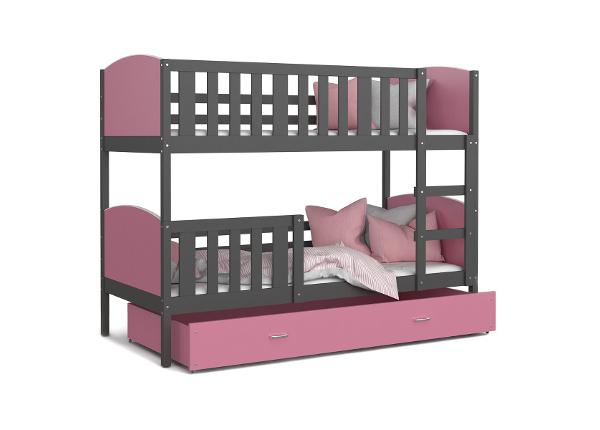 Двухъярусная кровать 90x200 cm, серый/розовый
