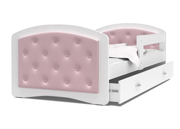 Детская кровать 90x200 cm, белый/розовый