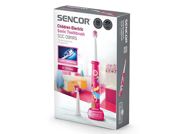Детская электрическая ультразвуковая зубная щетка Sencor SOC0911RS