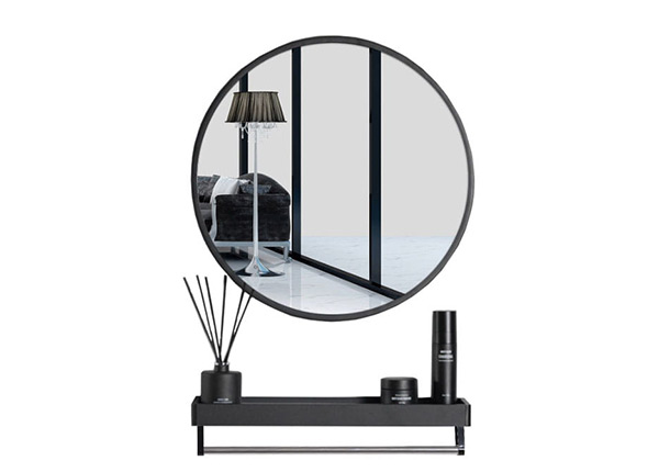 Зеркало с полкой 80 см, чёрное