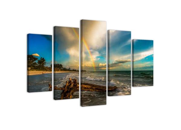 Картина из 5-частей Rainbow over the Beach 150x100 см