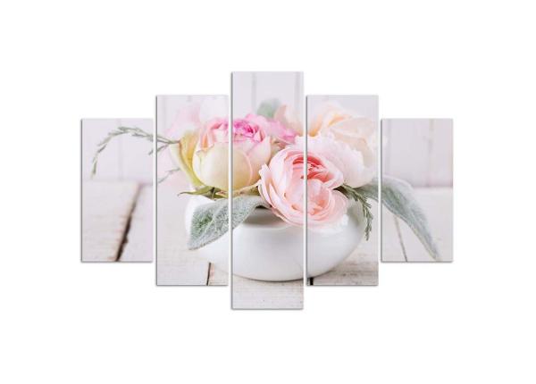 Картина из 5-частей Roses in white vase 100x70 см
