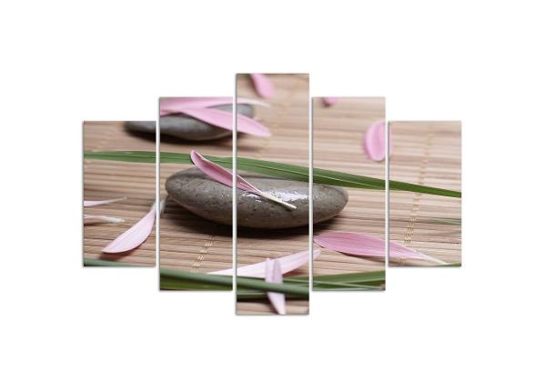 Картина из 5-частей Zen stone with flower petals 100x70 см