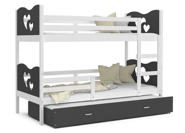 Комплект двухъярусной кровати 80x190 cm, белый/серый
