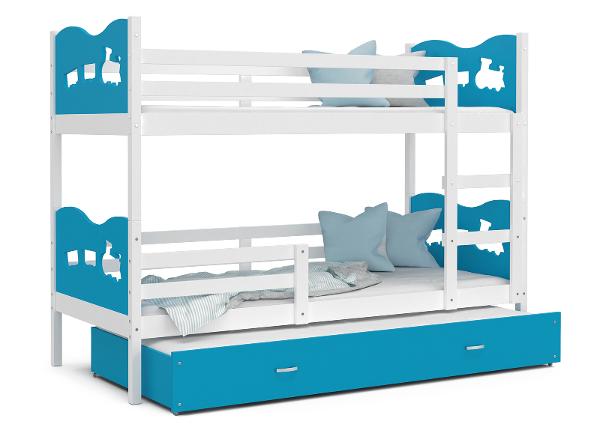 Комплект двухъярусной кровати 80x190 cm, белый/синий