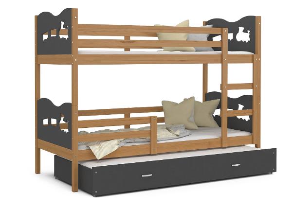 Комплект двухъярусной кровати 80x190 cm, ольха/серый