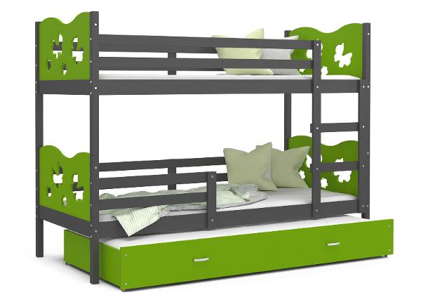 Комплект двухъярусной кровати 80x190 cm, серый/зелёный