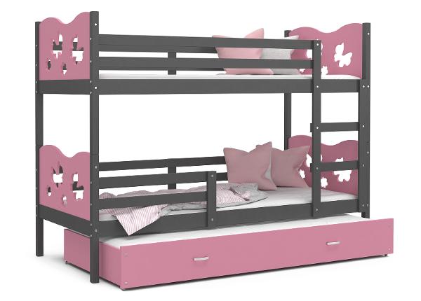 Комплект двухъярусной кровати 80x190 cm, серый/розовый