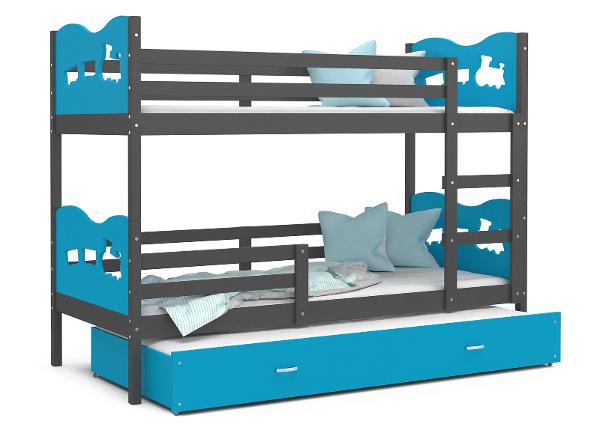Комплект двухъярусной кровати 80x190 cm, серый/синий