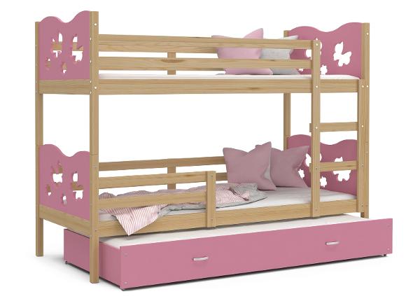 Комплект двухъярусной кровати 80x190 cm, сонома/розовый