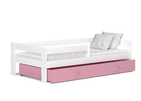 Комплект детской кровати 80x190 cm, белый/розовый
