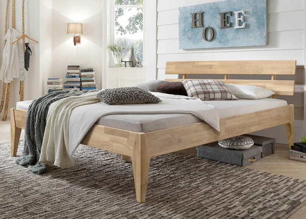 Кровать из массива дуба Elke 140x200 cm, белое масло