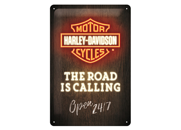 Металлический календарь в ретро-стиле Harley-Davidson - Road is Calling 20x30 см