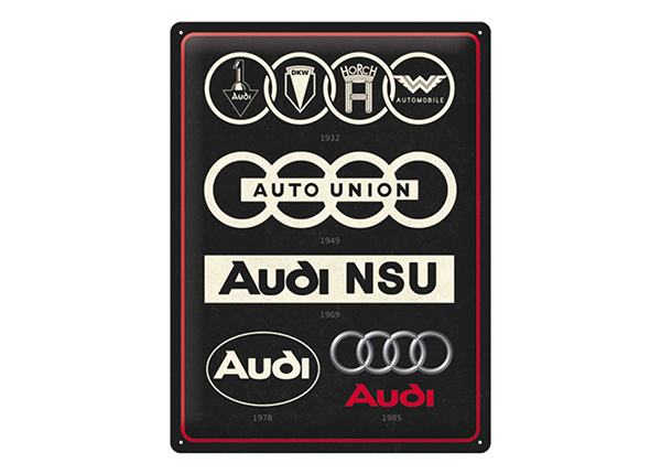 Металлический постер в ретро-стиле Audi - Логотип Evolution 30x40 см