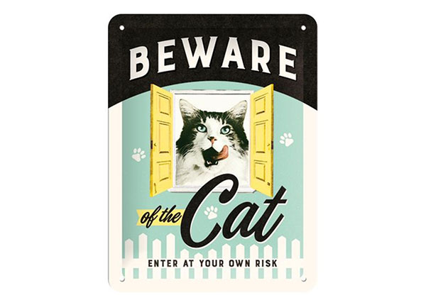 Металлический постер в ретро-стиле Beware of the Cat 15x20 cm