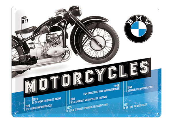 Металлический постер в ретро-стиле BMW Motorcycles R 17 30x40 cm