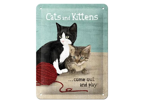 Металлический постер в ретро-стиле Cats and Kittens 15x20 cm
