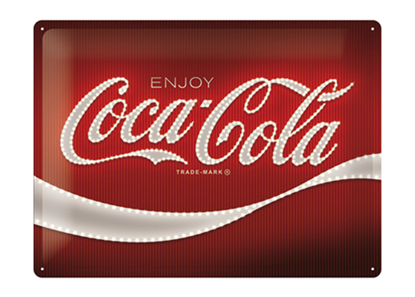 Металлический постер в ретро-стиле Coca-Cola - Logo Red Lights 30x40 см